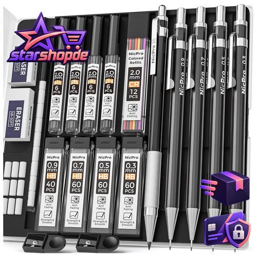 Druckbleistift set schwarz - set,
